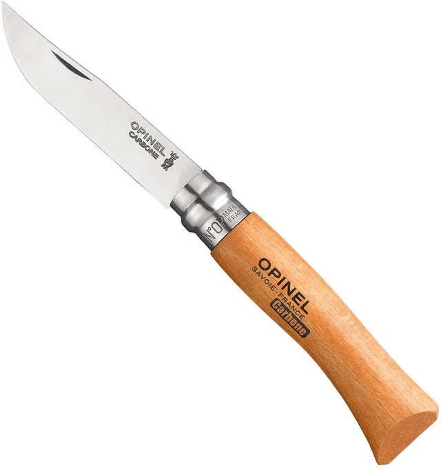 opinel-n-07-carbone-couteau-de-poche-8-cm-acier-xc90-manche-h-tre-verni-bague-vi image 1