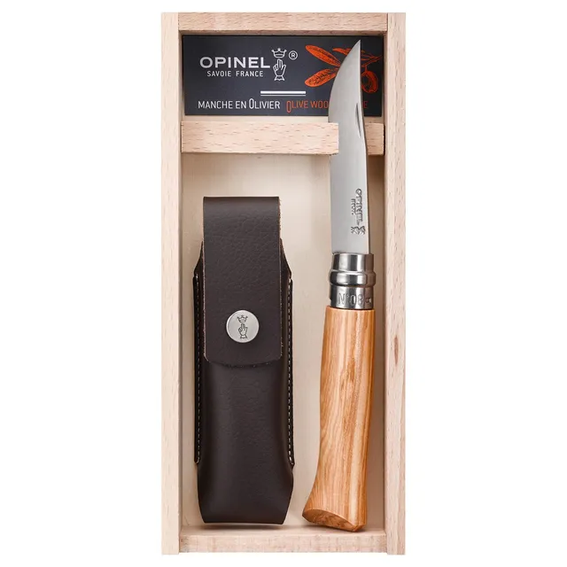 opinel-n-08-olivier-couteau-de-poche-polyvalent-lame-inox-8-5-cm-tui-alpine-bagu image 1