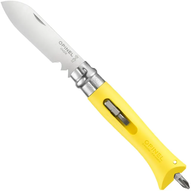 opinel-n-09-bricolage-jaune-couteau-pliant-lame-inox-avec-coupe-fil-d-nudeur-et- image 1