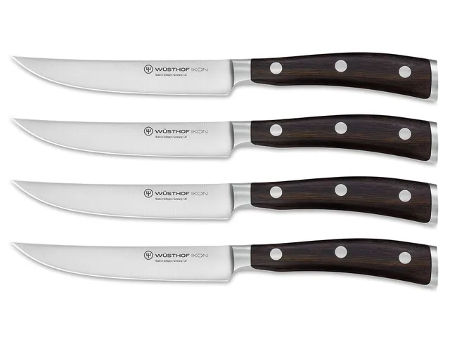 w-sthof-ikon-set-de-4-couteaux-steak-11-5-cm-manches-noirs-double-mitre image 1