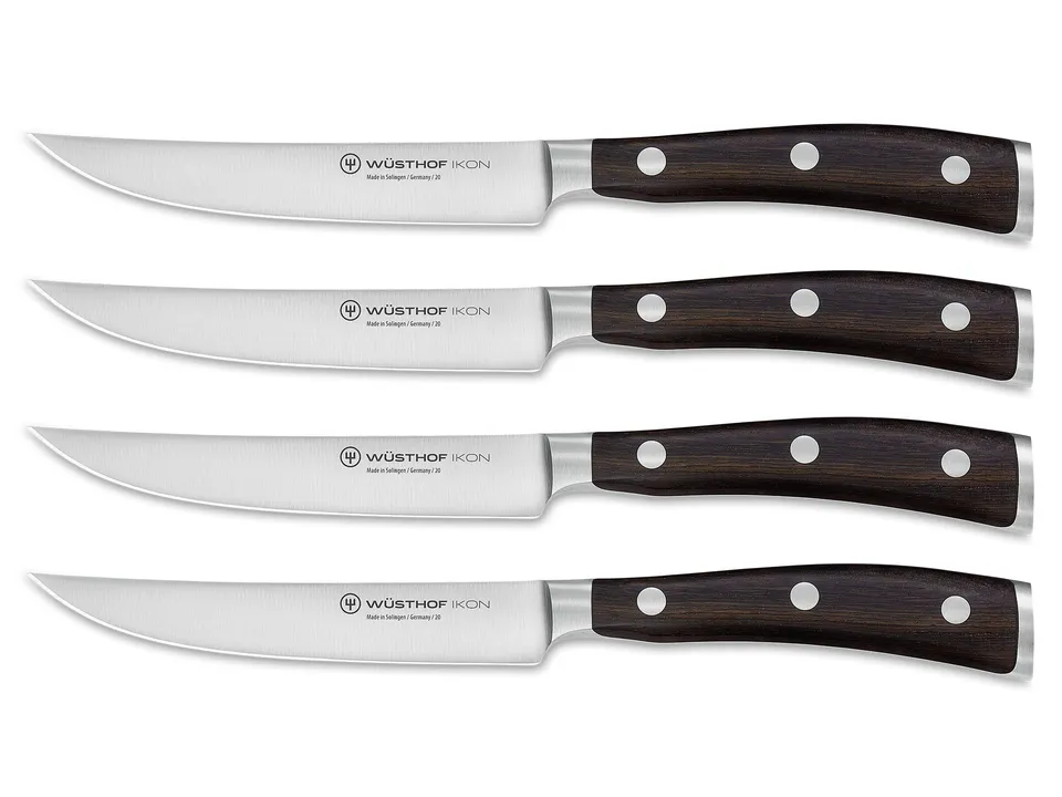 w-sthof-ikon-set-de-4-couteaux-steak-11-5-cm-manches-noirs-double-mitre image 1