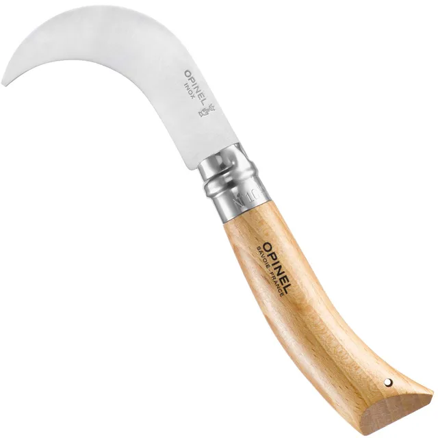 opinel-serpette-de-jardin-n-10-lame-courb-e-inox-bague-virobloc-manche-h-tre image 1