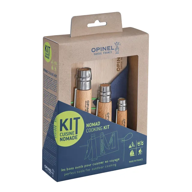 opinel-nomad-kit-de-cuisine-outdoor-avec-3-couteaux-pliants-planche-h-tre-et-lin image 1