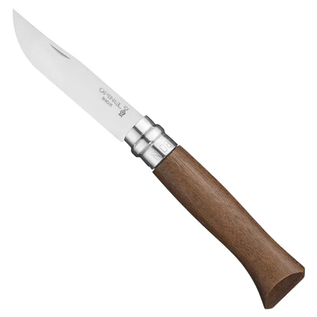 opinel-n-08-couteau-pliant-bo-te-cadeau-lame-inox-manche-bois-de-noyer-bague-vir image 1