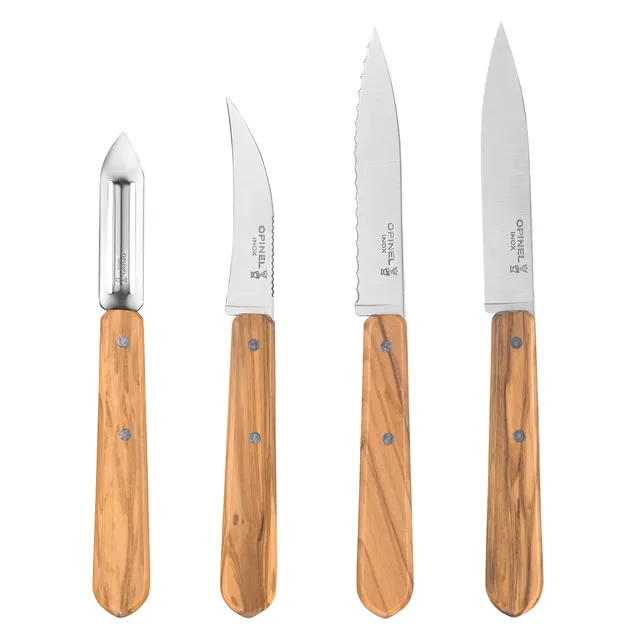 opinel-coffret-de-4-couteaux-de-cuisine-les-essentiels-olivier-n-112-office-n-11 image 1