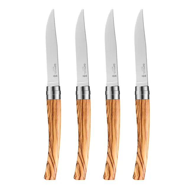 opinel-coffret-table-chic-olivier-4-couteaux-de-table-lame-yatagan-acier-inoxyda image 1