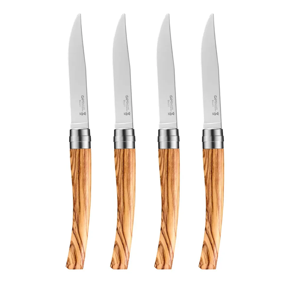 opinel-coffret-table-chic-olivier-4-couteaux-de-table-lame-yatagan-acier-inoxyda image 1