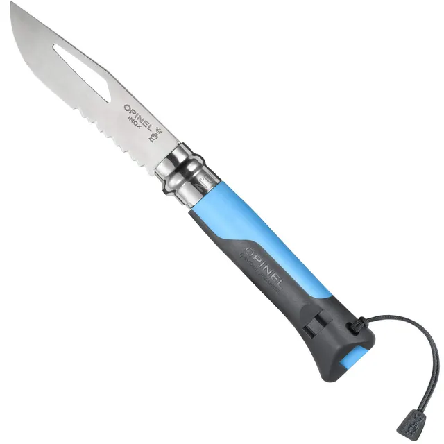 opinel-n-08-outdoor-bleu-couteau-pliant-inox-8-5-cm-lame-crant-e-avec-d-manilleu image 1