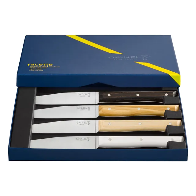 opinel-coffret-facette-panach-4-couteaux-de-table-lame-pleine-soie-manches-fr-ne image 1