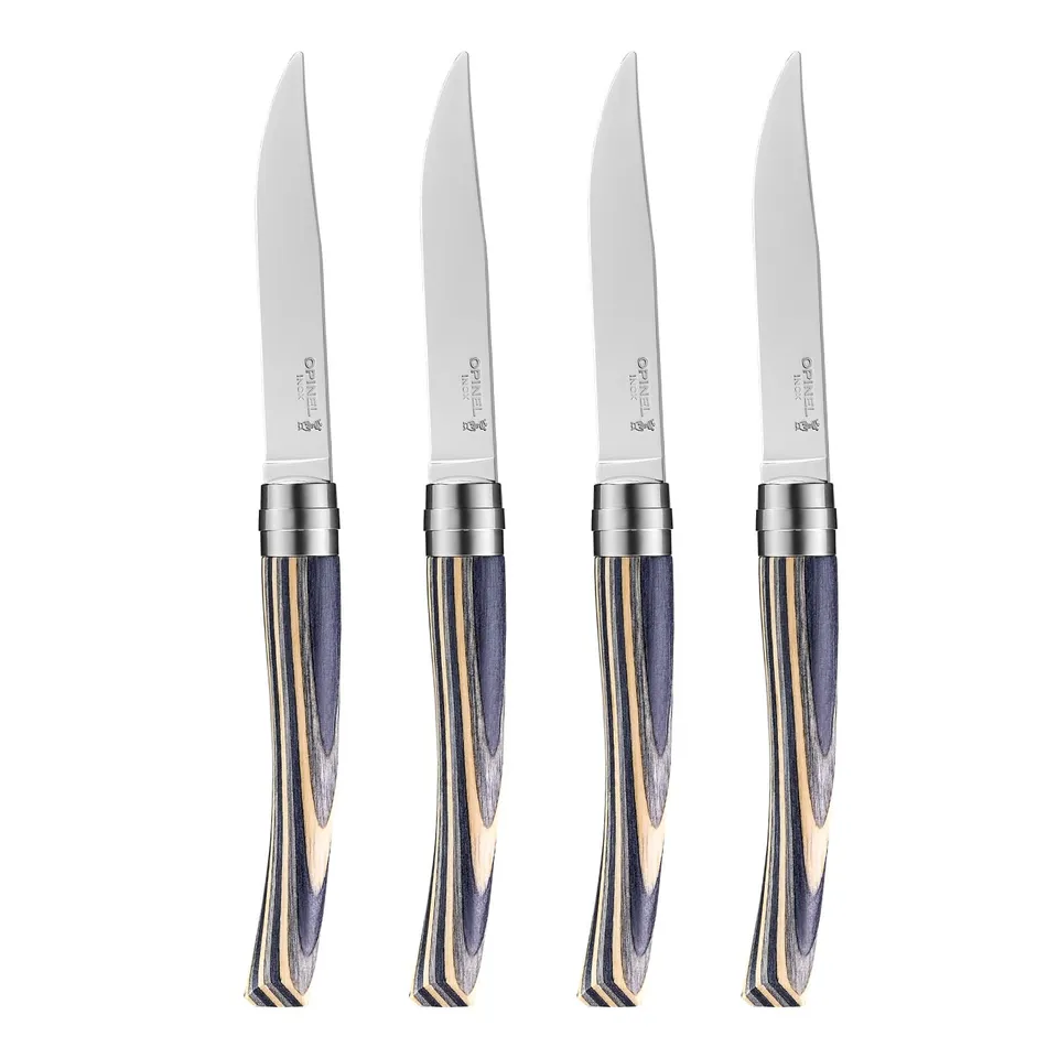 opinel-coffret-table-chic-bouleau-lamell-4-couteaux-de-table-lame-yatagan-inox image 1