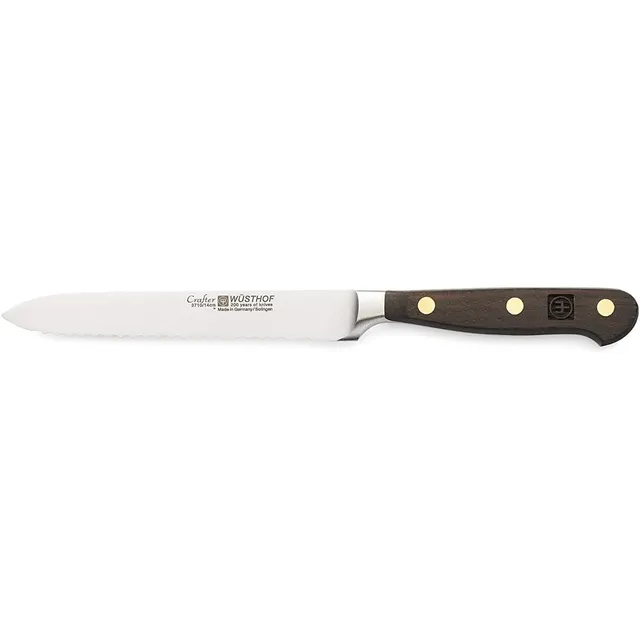 w-sthof-crafter-couteau-saucisson-utilitaire-dentel-14-cm-manche-en-ch-ne-fum-et image 1