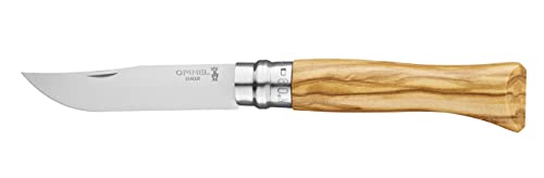 opinel-couteau-de-poche-n-9-lame-inox-yatagan-9-cm-manche-en-bois-d-olivier-bagu image 6