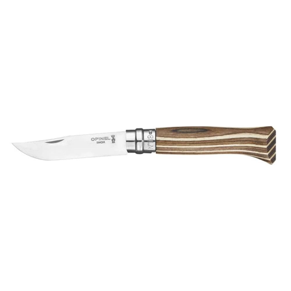 opinel-n-08-couteau-pliant-lame-inox-manche-bouleau-lamell-brun-marqueterie-brun image 2
