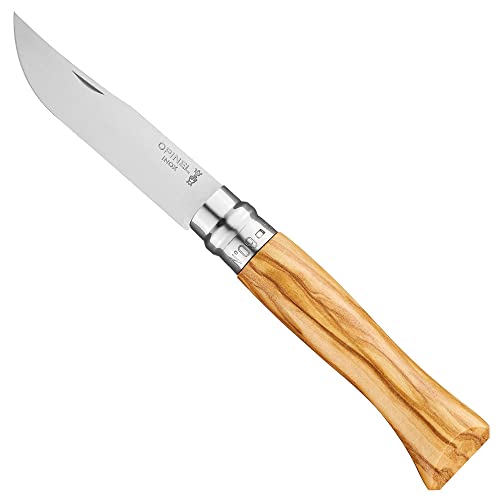 opinel-couteau-de-poche-n-9-lame-inox-yatagan-9-cm-manche-en-bois-d-olivier-bagu image 5