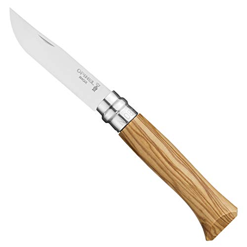 opinel-n-08-couteau-de-poche-pliant-lame-inox-manche-bois-d-olivier-bague-virobl image 7