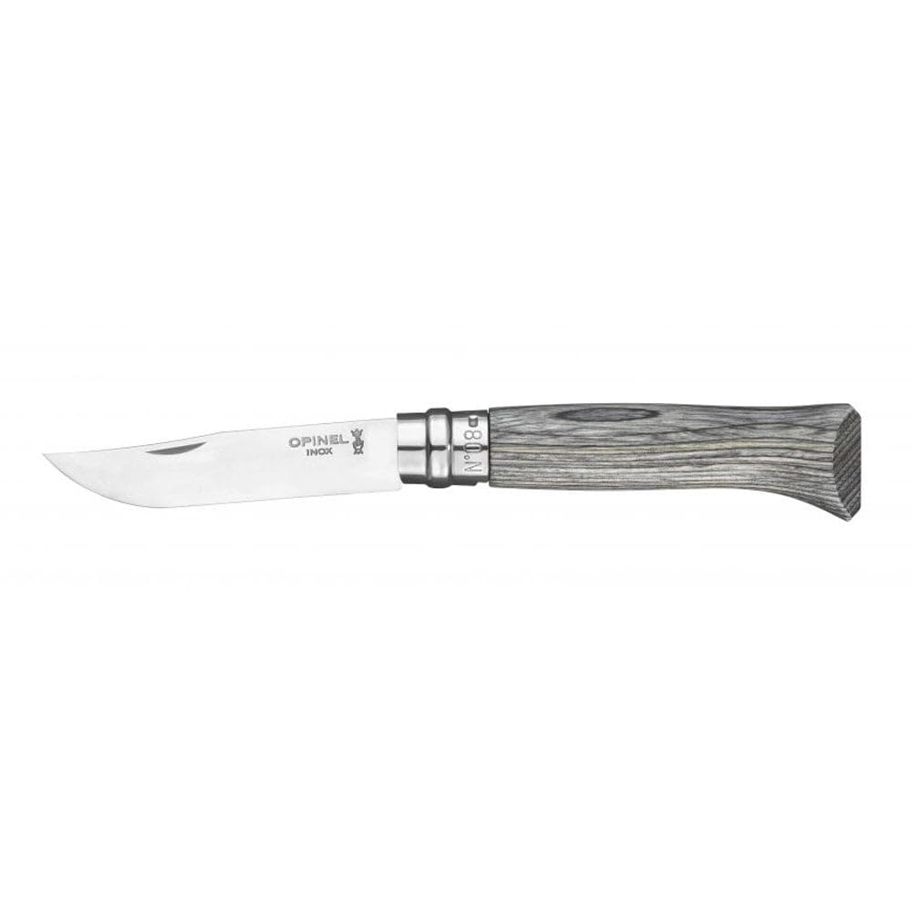 opinel-n-08-couteau-pliant-lame-inox-8-5-cm-manche-bouleau-lamell-gris-bague-vir image 2