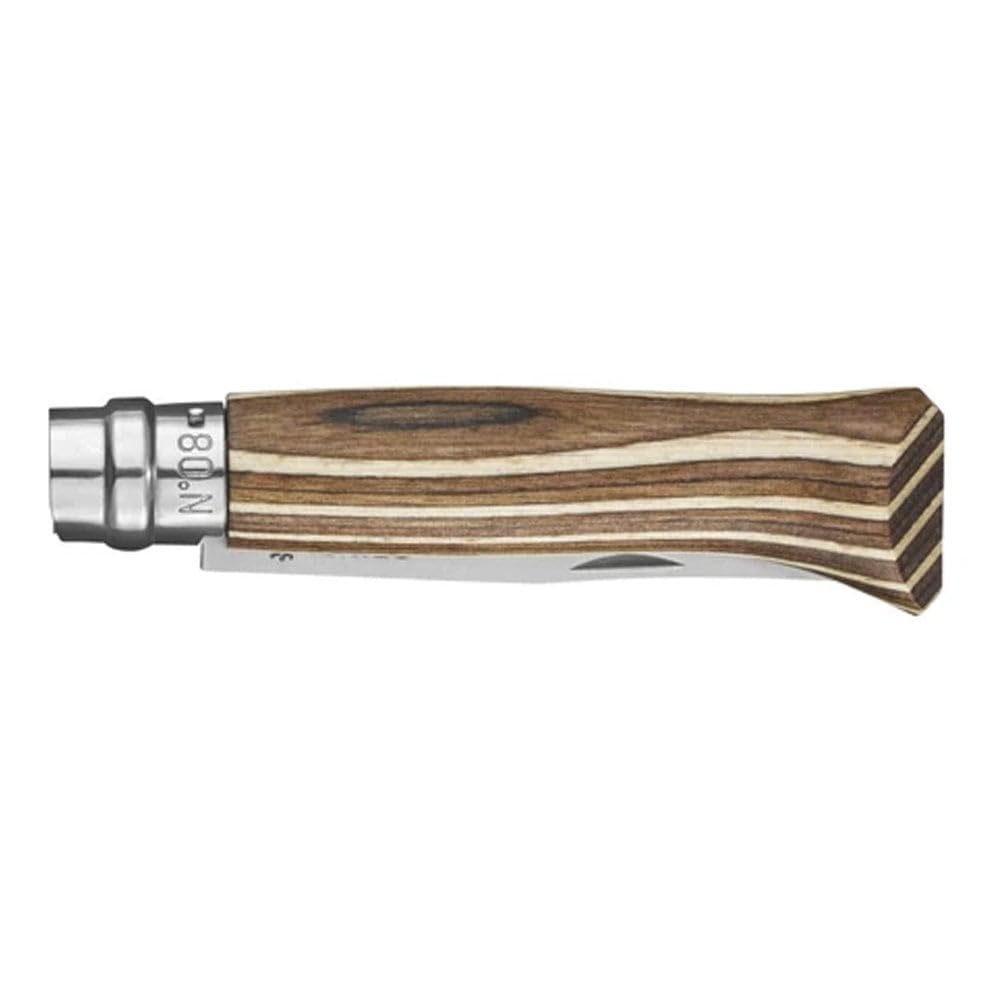 opinel-n-08-couteau-pliant-lame-inox-manche-bouleau-lamell-brun-marqueterie-brun image 3