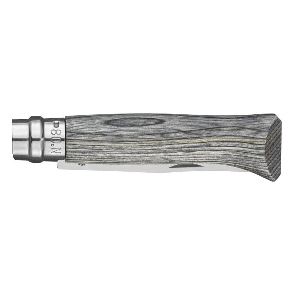 opinel-n-08-couteau-pliant-lame-inox-8-5-cm-manche-bouleau-lamell-gris-bague-vir image 3