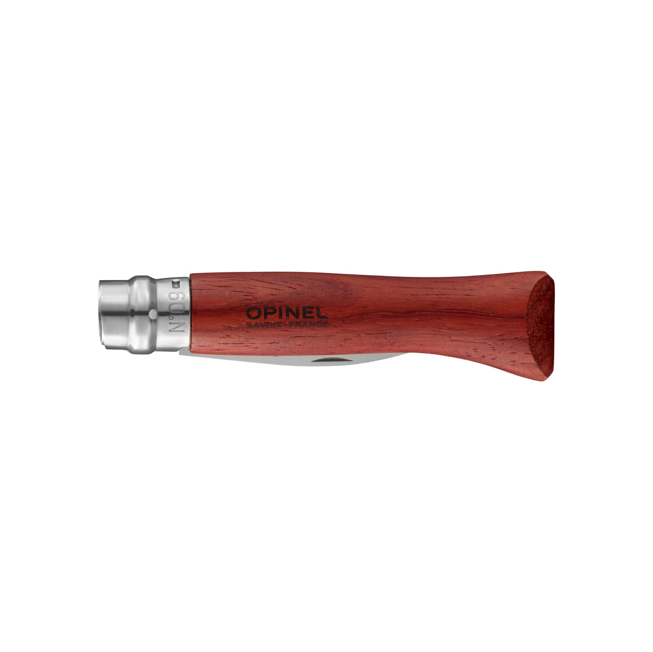 opinel-n-09-couteau-hu-tres-lame-inox-6-5-cm-manche-padouk-bague-virobloc-livret image 2