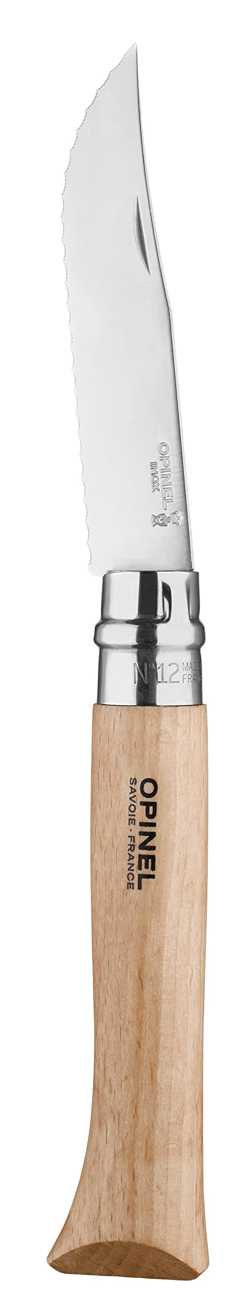 opinel-n-12-crant-couteau-de-poche-pliant-lame-12-cm-acier-inoxydable-manche-h-t image 2