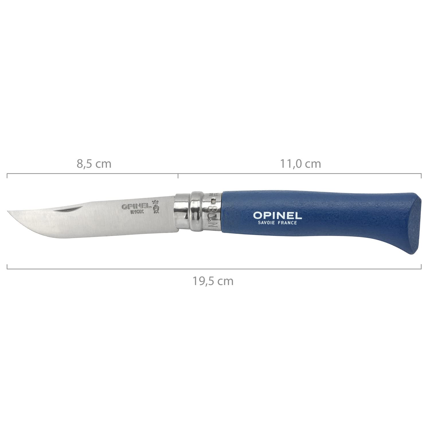 opinel-n-08-baroudeur-couteau-de-poche-pliant-bleu-fonc-lame-8-5-cm-inox-bague-v image 2