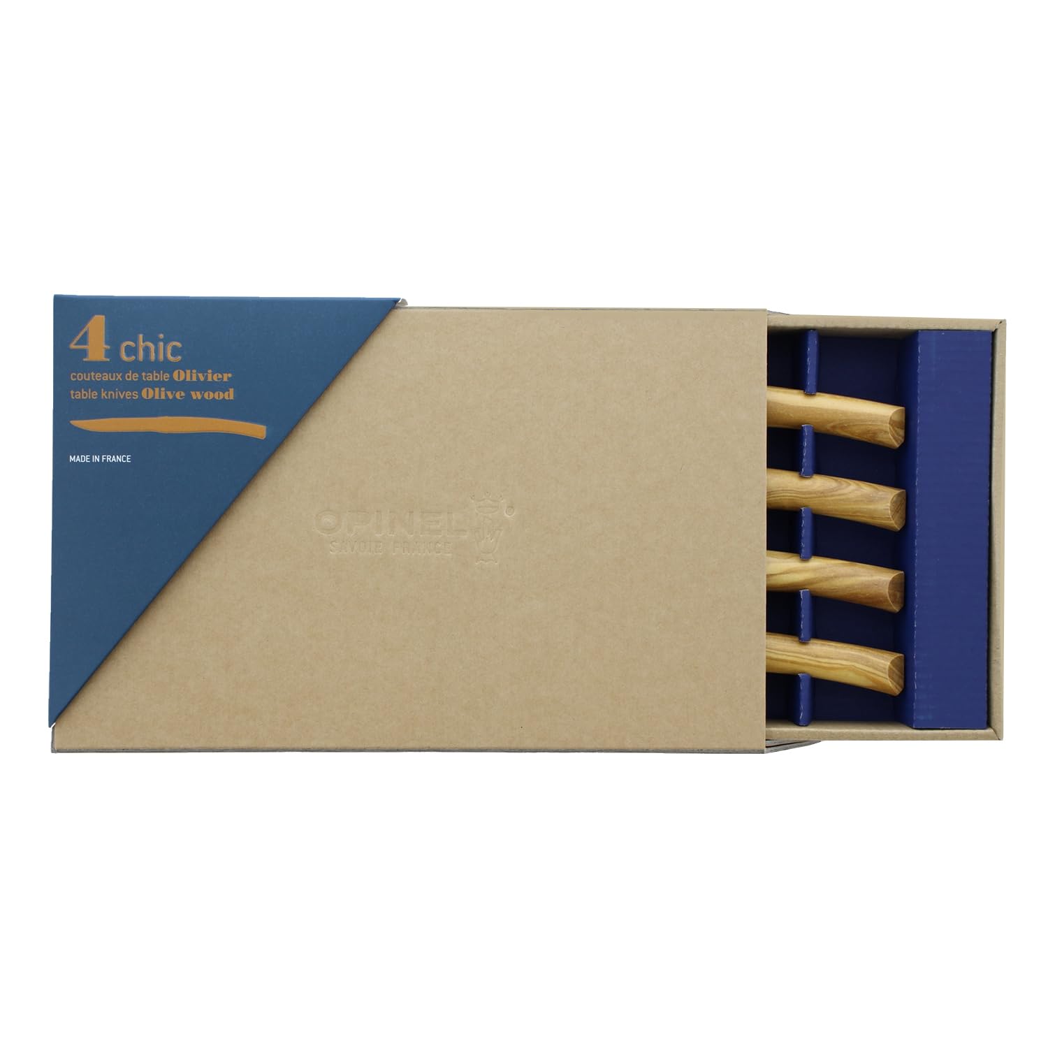 opinel-coffret-table-chic-olivier-4-couteaux-de-table-lame-yatagan-acier-inoxyda image 2