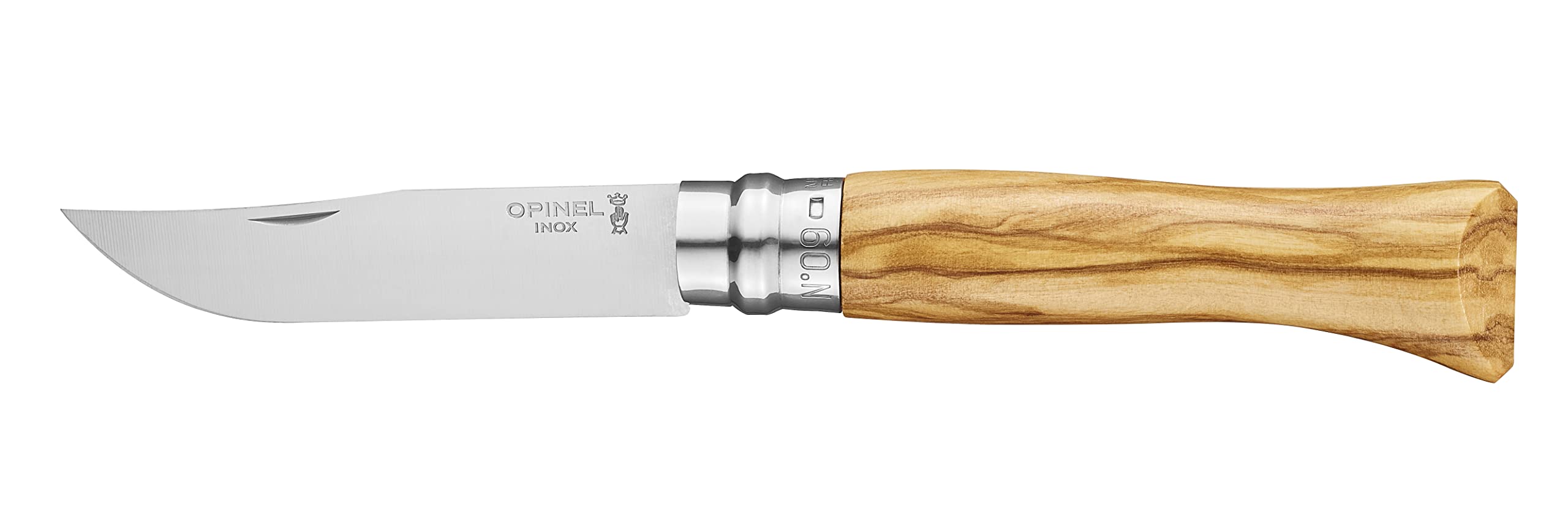 opinel-couteau-de-poche-n-9-lame-inox-yatagan-9-cm-manche-en-bois-d-olivier-bagu image 2