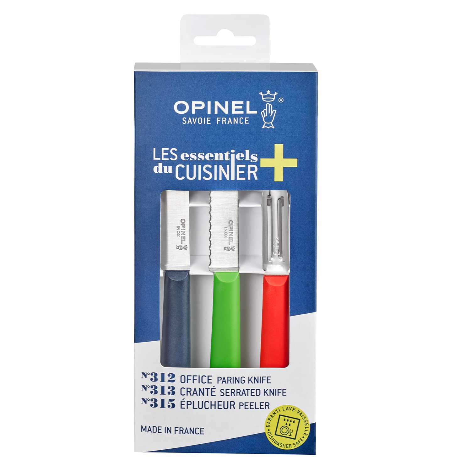 opinel-coffret-trio-les-essentiels-couteau-crant-couteau-d-office-plucheur-lames image 2