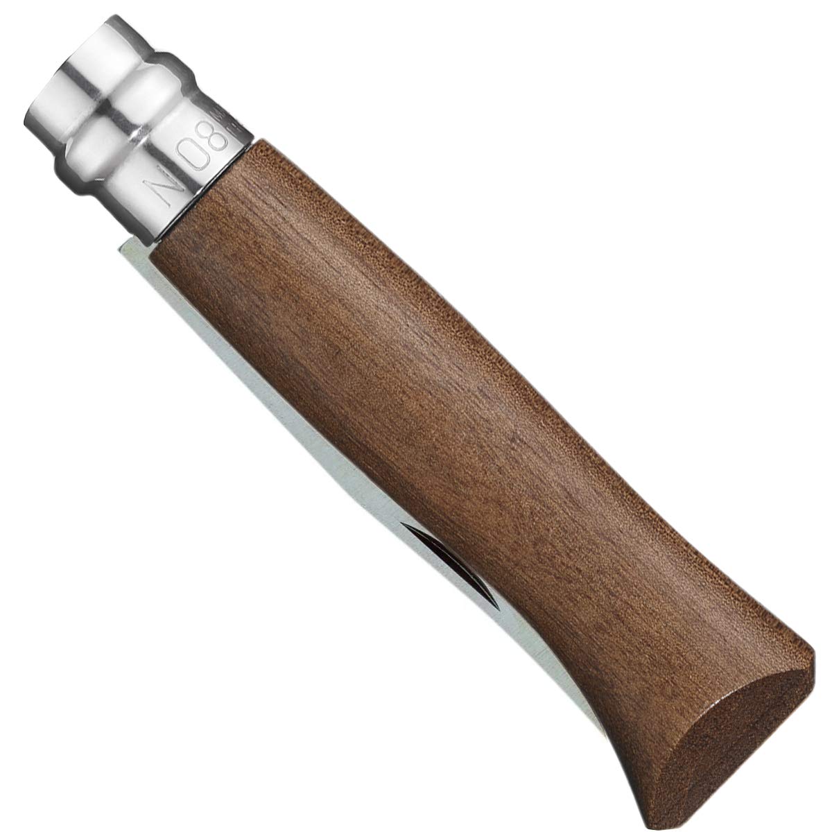 opinel-n-08-couteau-pliant-bo-te-cadeau-lame-inox-manche-bois-de-noyer-bague-vir image 2