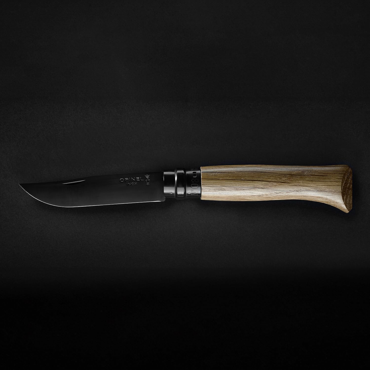 opinel-couteau-pliant-n-08-lame-inox-finition-noire-manche-ch-ne-bague-virobloc image 3