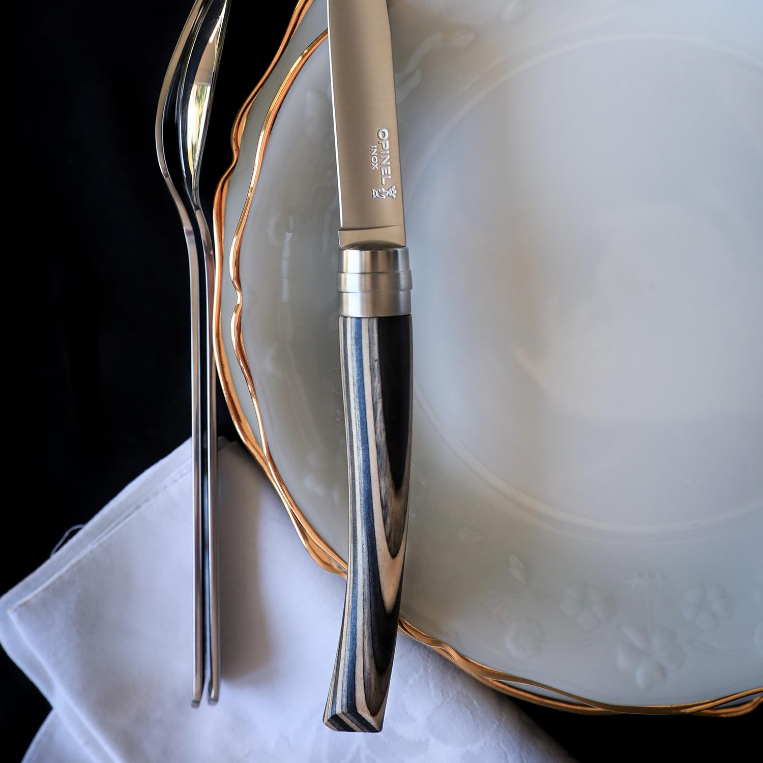 opinel-coffret-table-chic-bouleau-lamell-4-couteaux-de-table-lame-yatagan-inox image 4