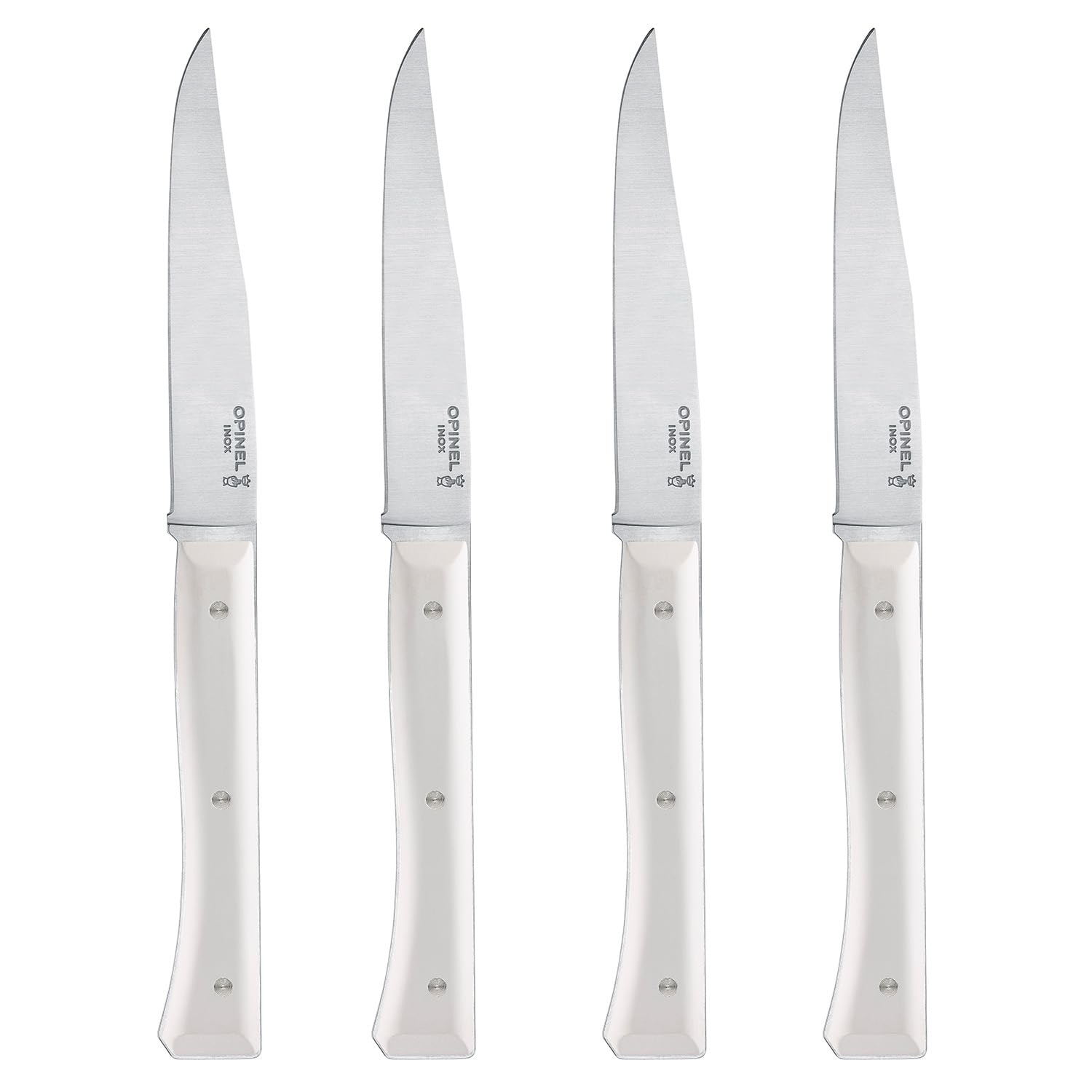 opinel-coffret-de-4-couteaux-de-table-facette-blanc-lame-lisse-pleine-soie-acier image 2