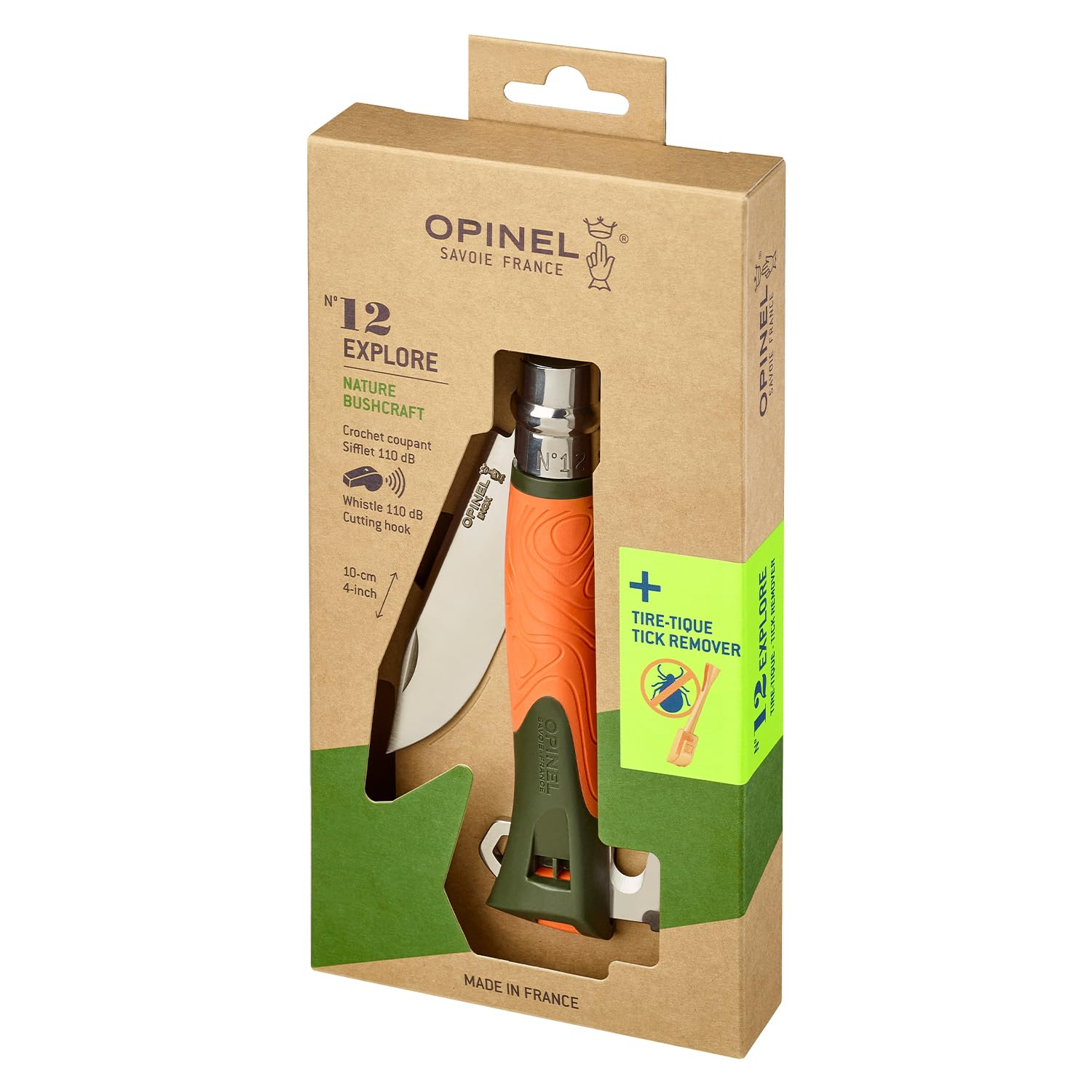 opinel-n-12-explore-tire-tique-couteau-de-survie-orange-lame-10-cm-inox-virobloc image 2