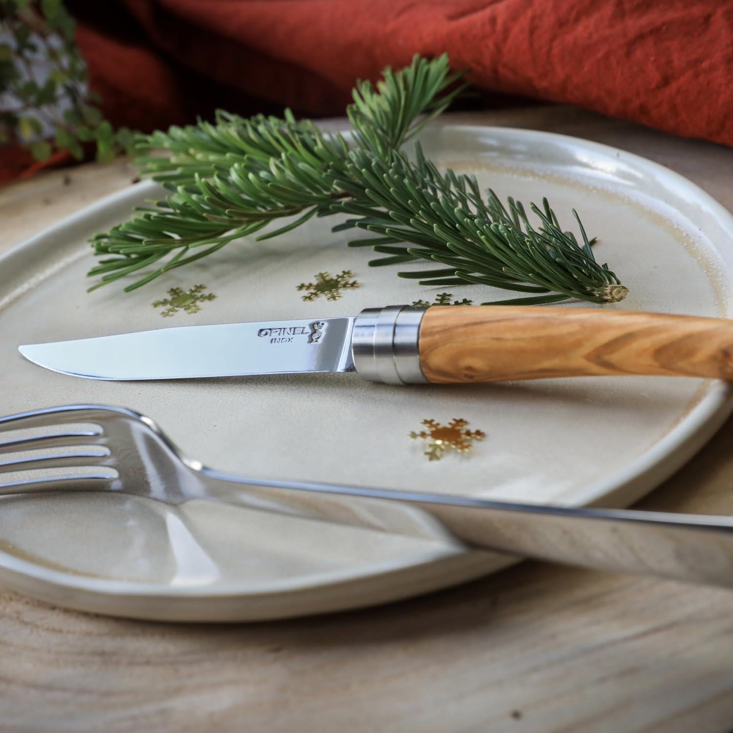 opinel-coffret-table-chic-olivier-4-couteaux-de-table-lame-yatagan-acier-inoxyda image 7