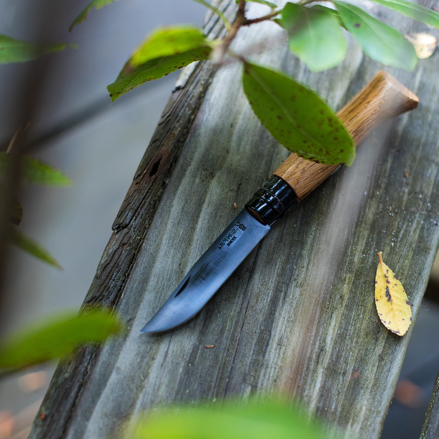 opinel-couteau-pliant-n-08-lame-inox-finition-noire-manche-ch-ne-bague-virobloc image 7