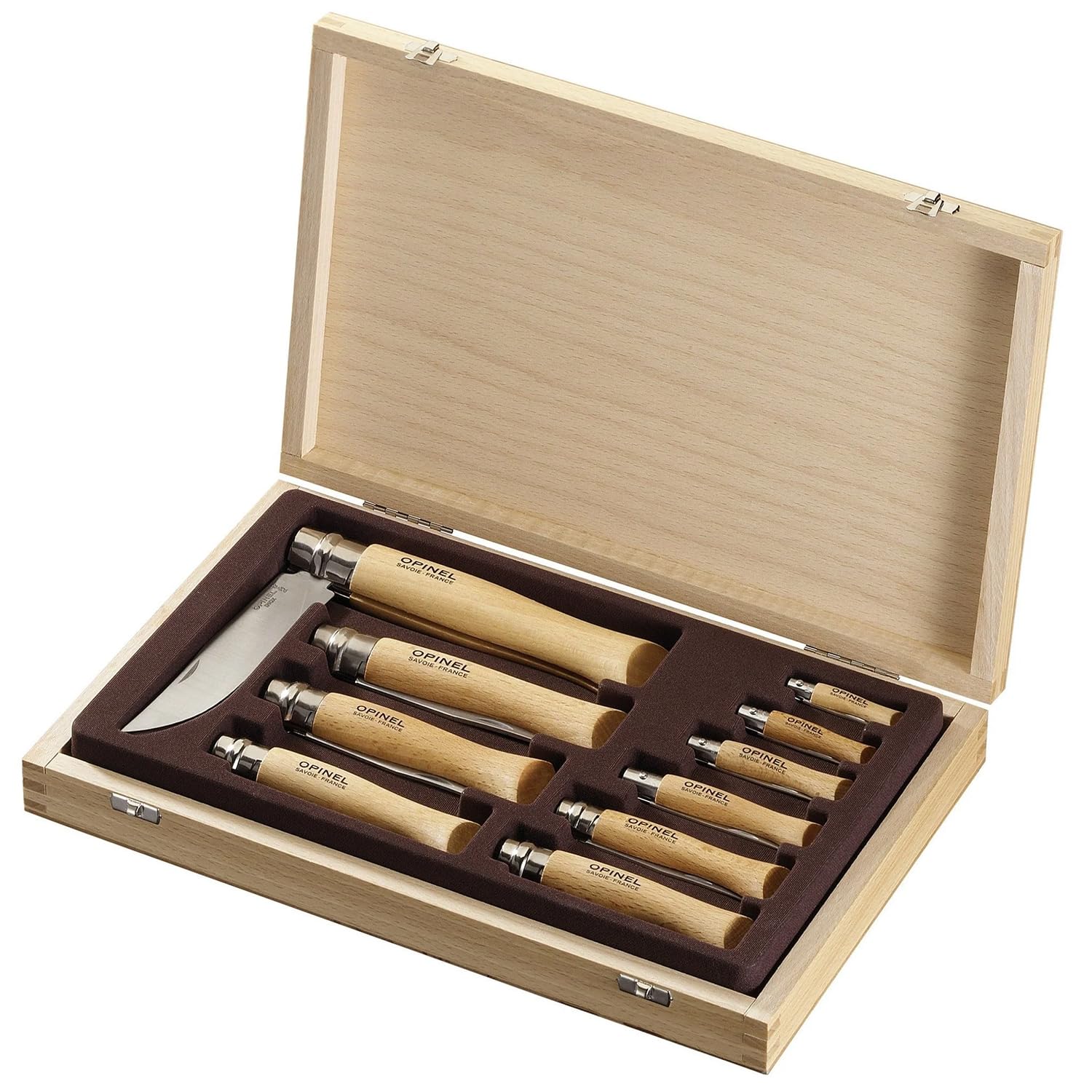 opinel-coffret-collection-tradition-inox-10-couteaux-de-poche-n-02-n-12-lame-aci image 1