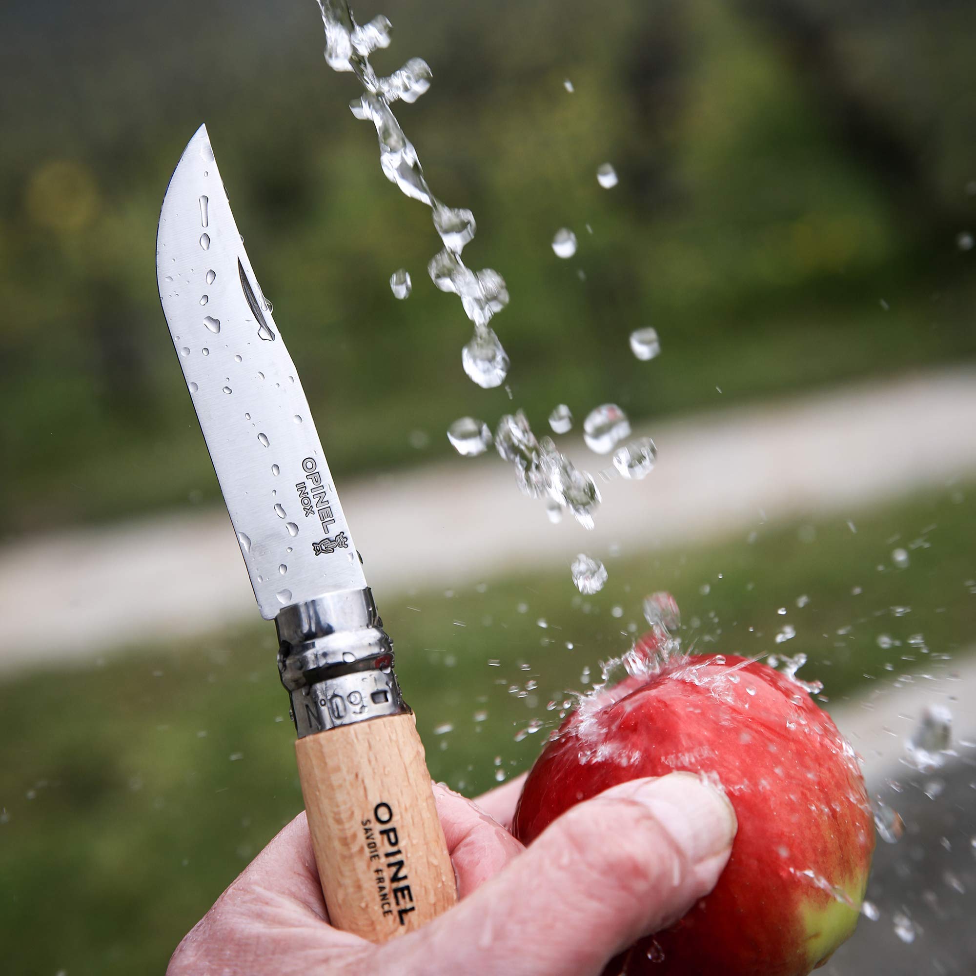 opinel-n-09-inox-couteau-de-poche-9-cm-acier-inoxydable-yatagan-manche-h-tre-ver image 2