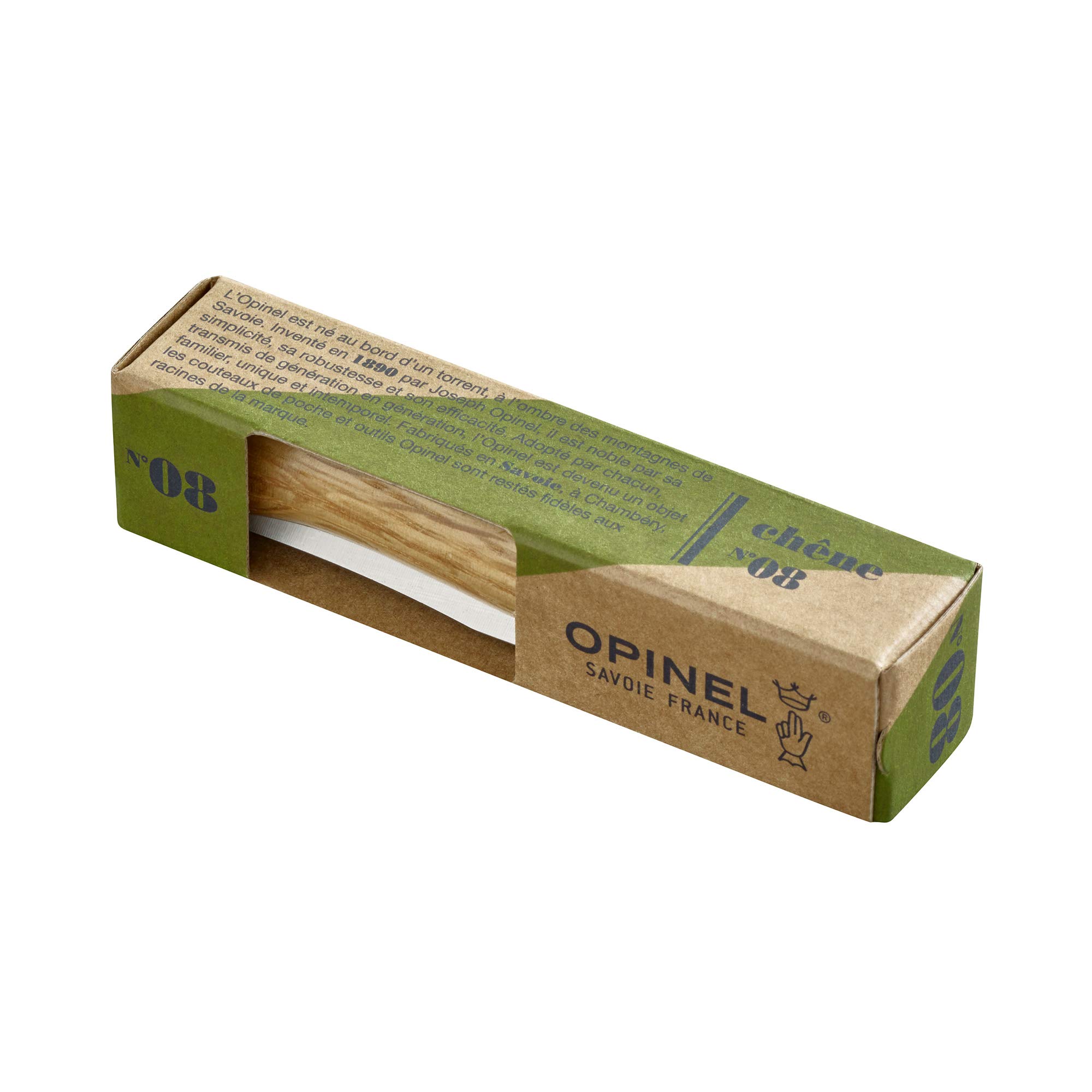 opinel-n-08-couteau-pliant-inox-manche-bois-de-ch-ne-bague-de-s-curit-virobloc image 3