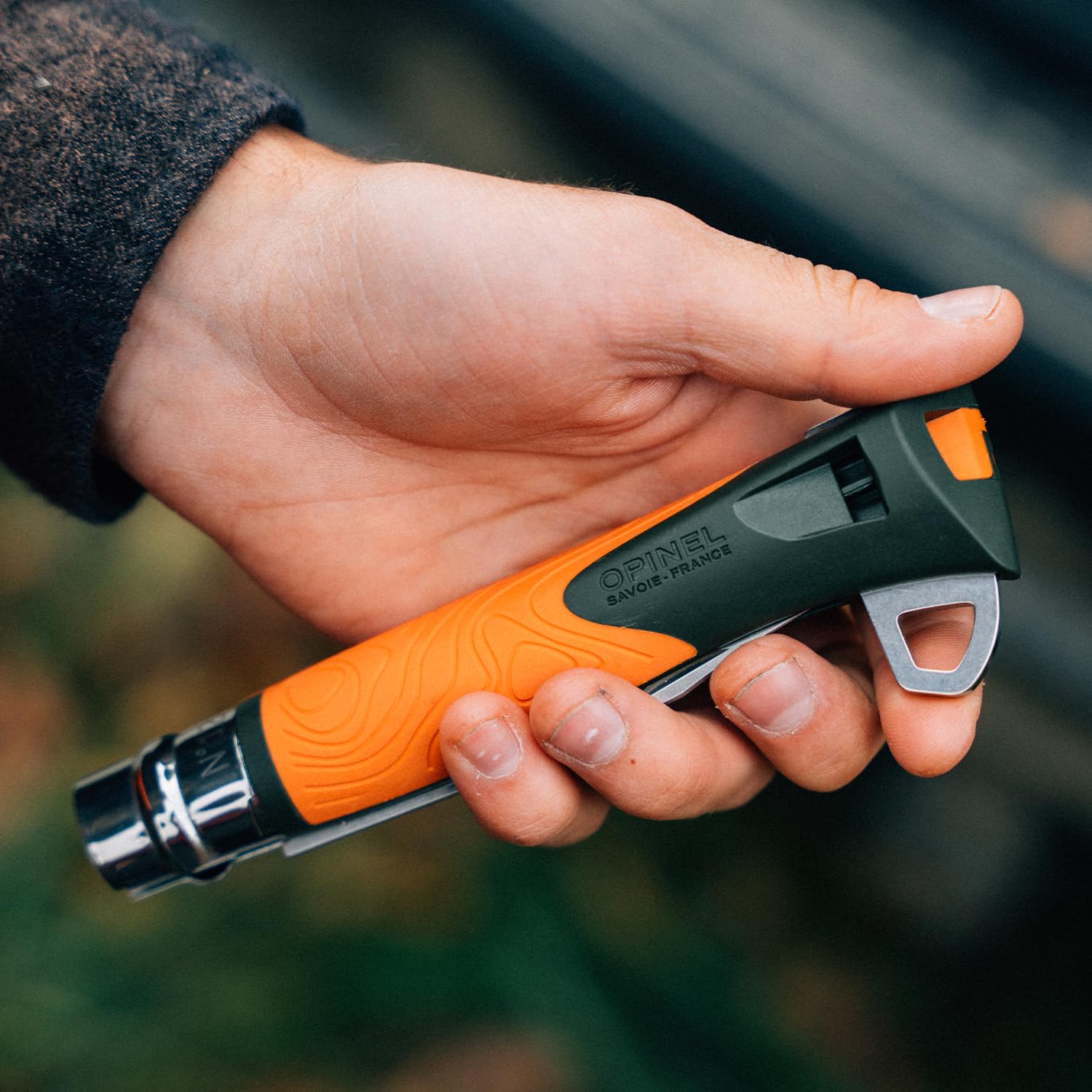 opinel-n-12-explore-tire-tique-couteau-de-survie-orange-lame-10-cm-inox-virobloc image 6