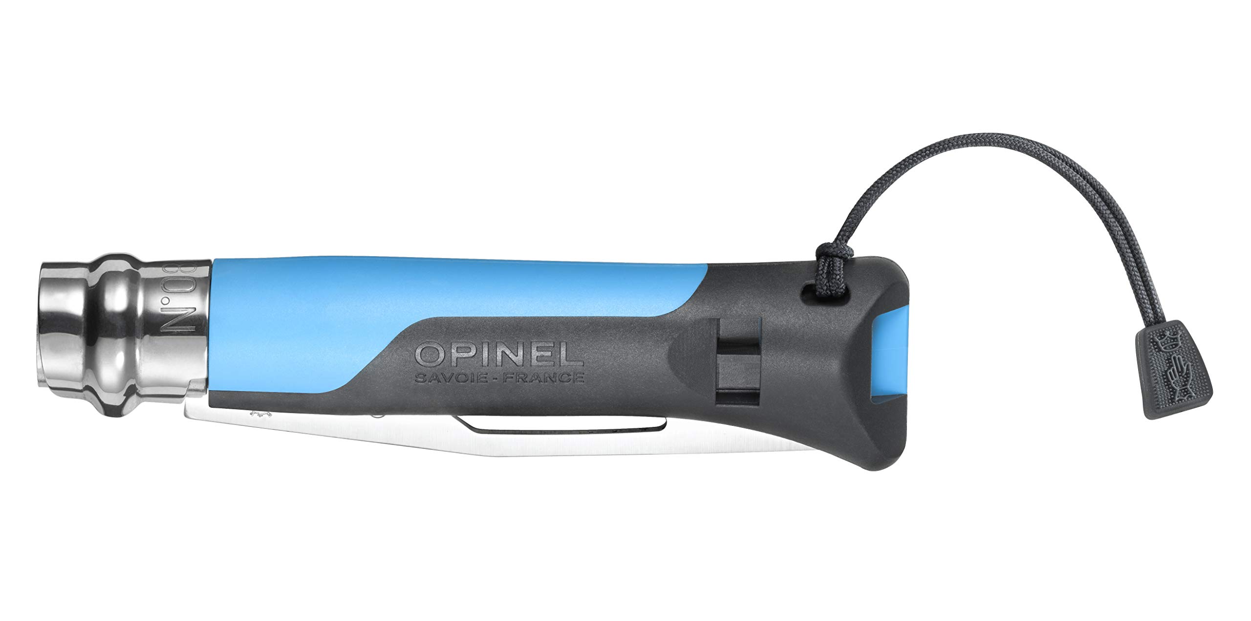 opinel-n-08-outdoor-bleu-couteau-pliant-inox-8-5-cm-lame-crant-e-avec-d-manilleu image 3