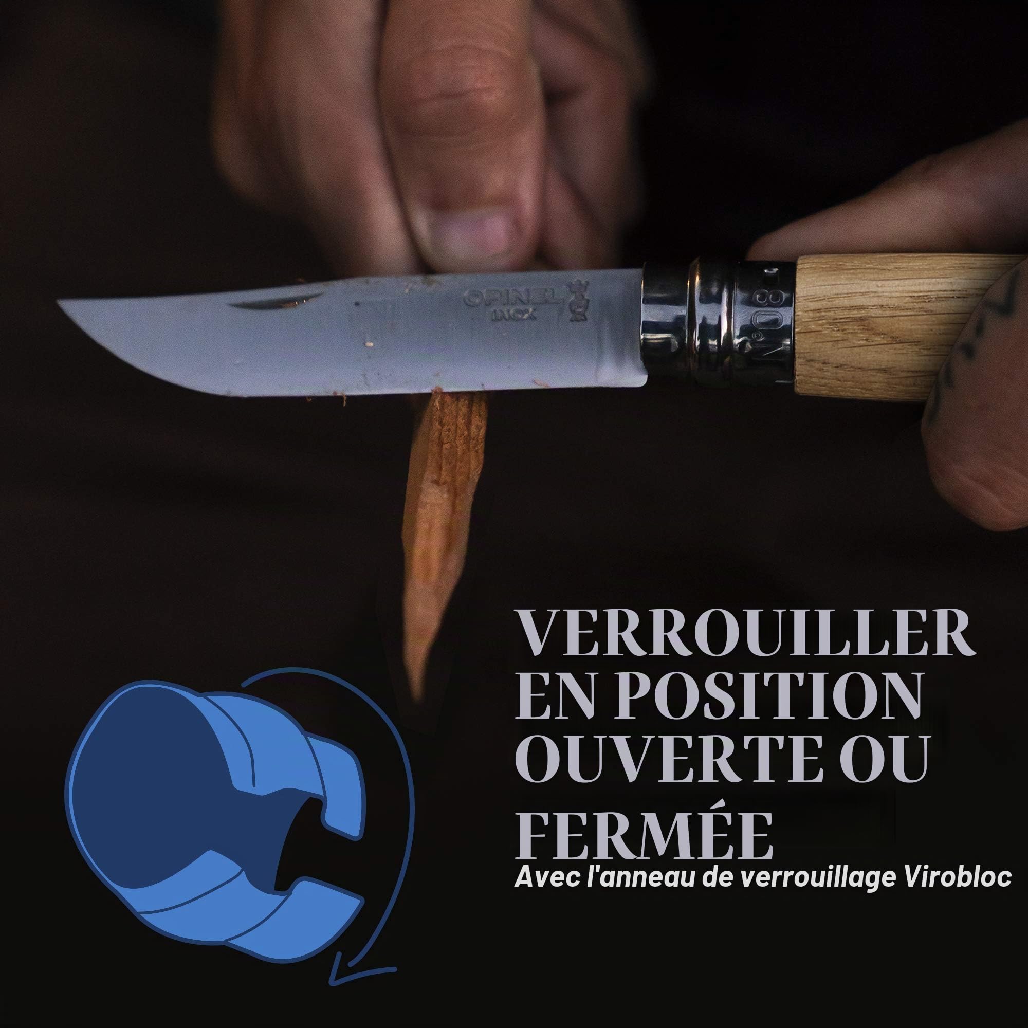 opinel-n-08-couteau-pliant-bo-te-cadeau-lame-inox-manche-bois-de-noyer-bague-vir image 5