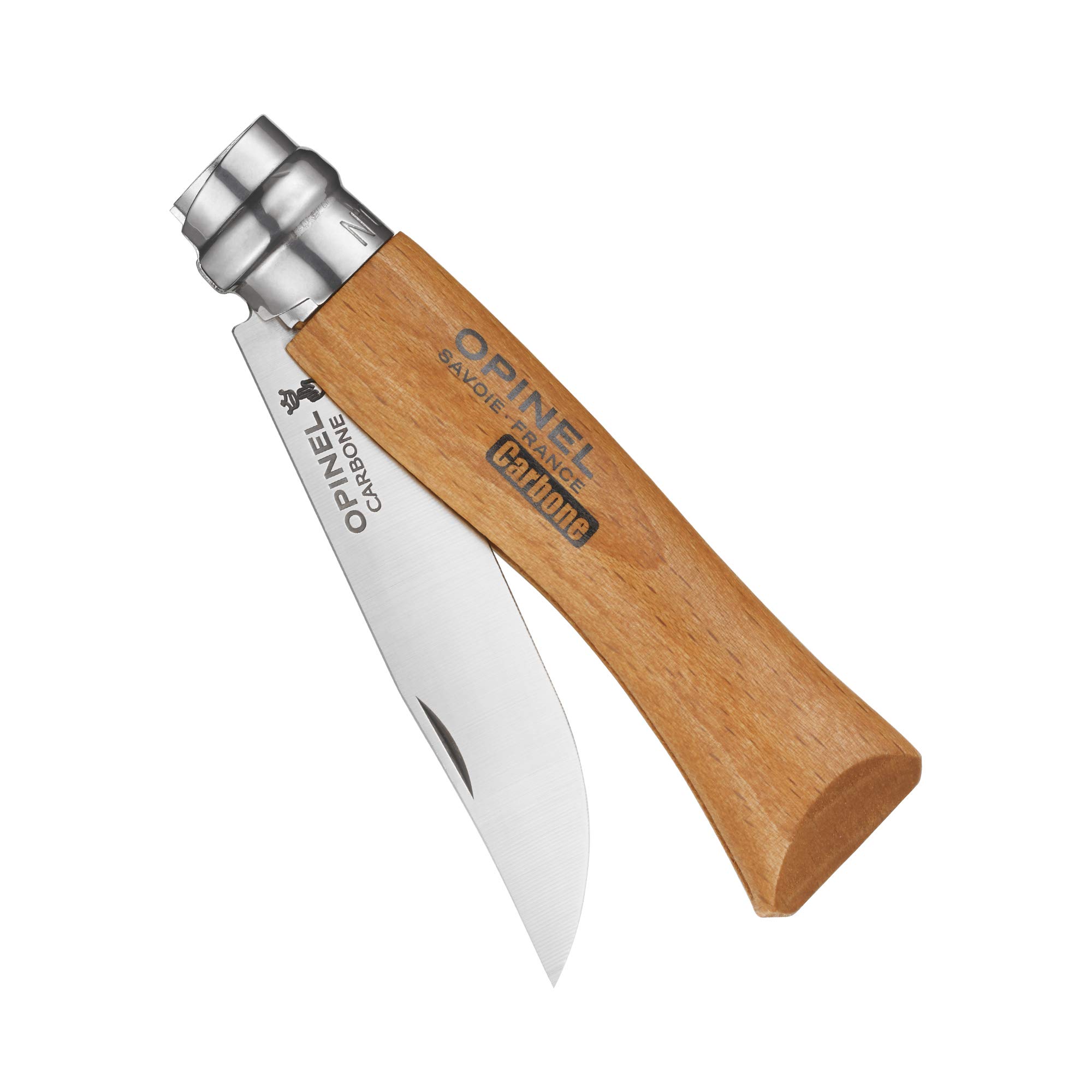opinel-n-07-carbone-couteau-de-poche-8-cm-acier-xc90-manche-h-tre-verni-bague-vi image 2