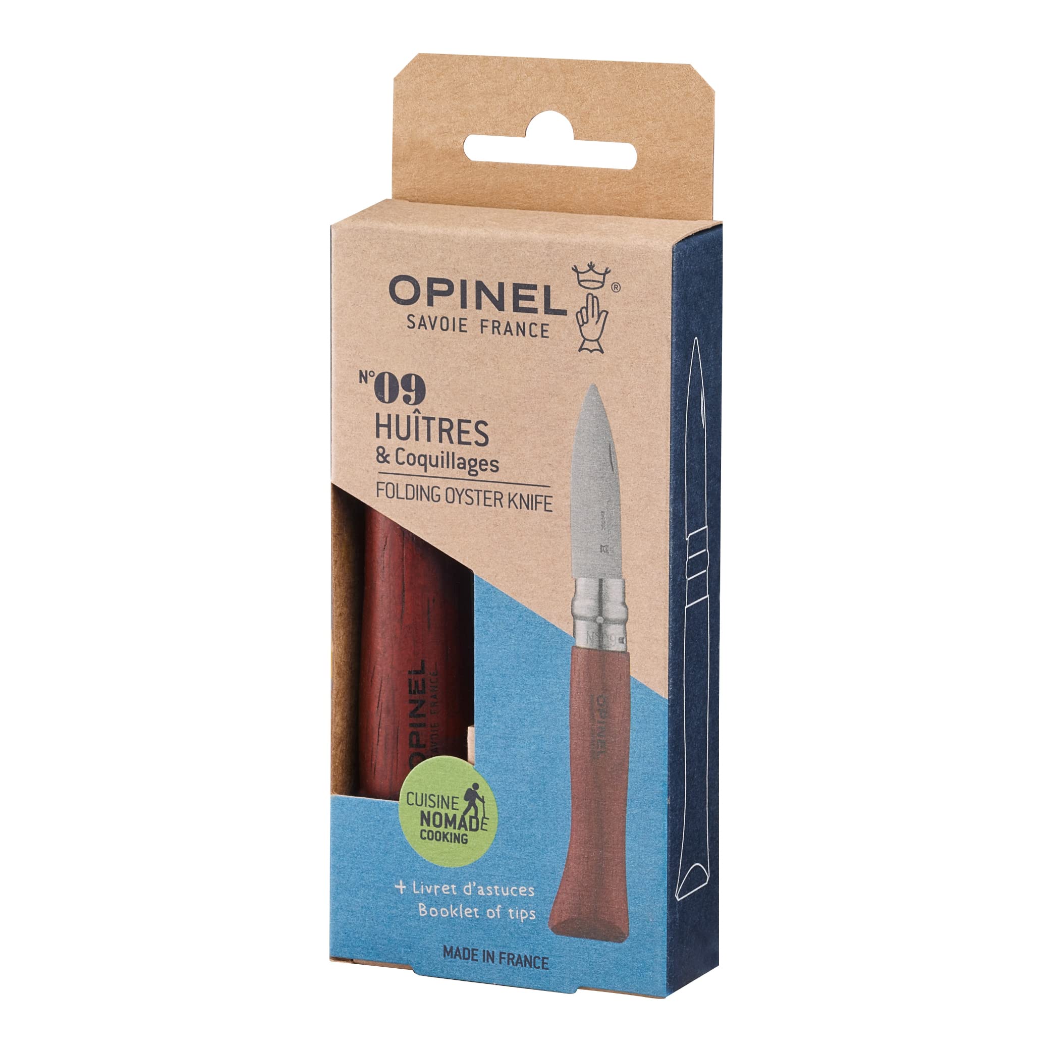 opinel-n-09-couteau-hu-tres-lame-inox-6-5-cm-manche-padouk-bague-virobloc-livret image 3