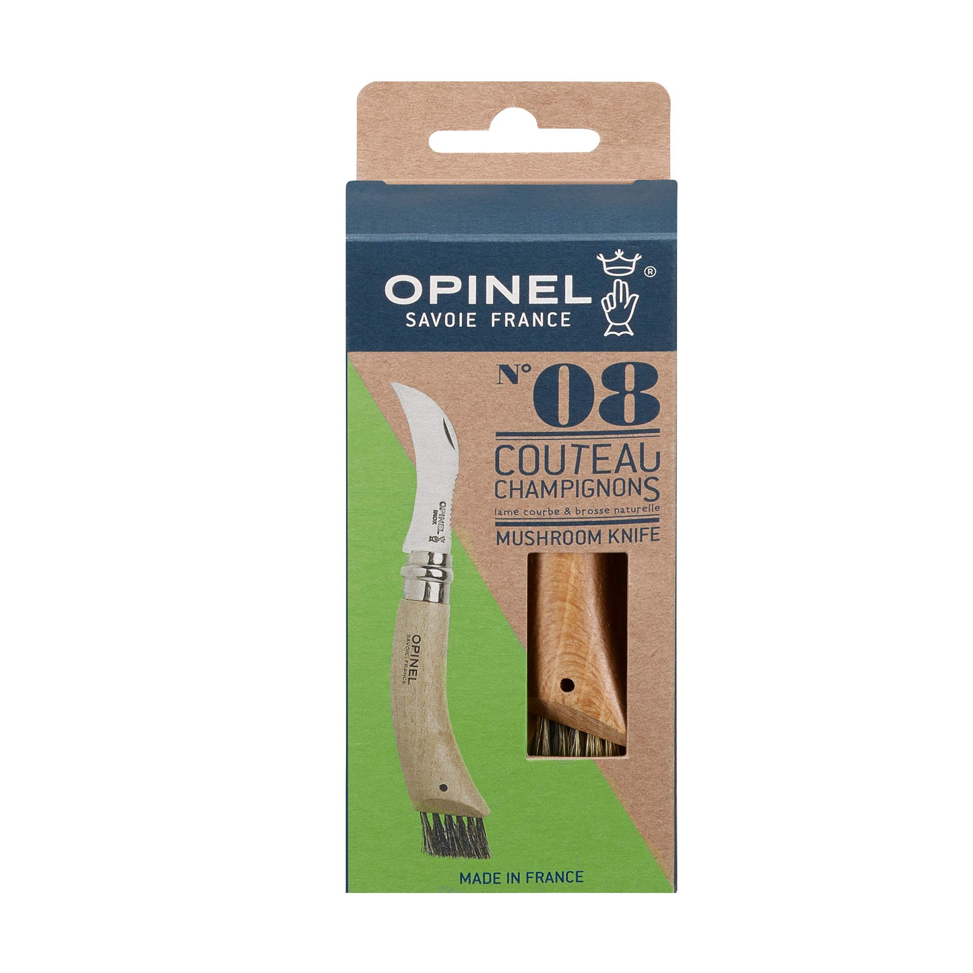 opinel-couteau-champignons-n-08-lame-crant-e-8-cm-avec-brosse-soies-de-sanglier- image 2