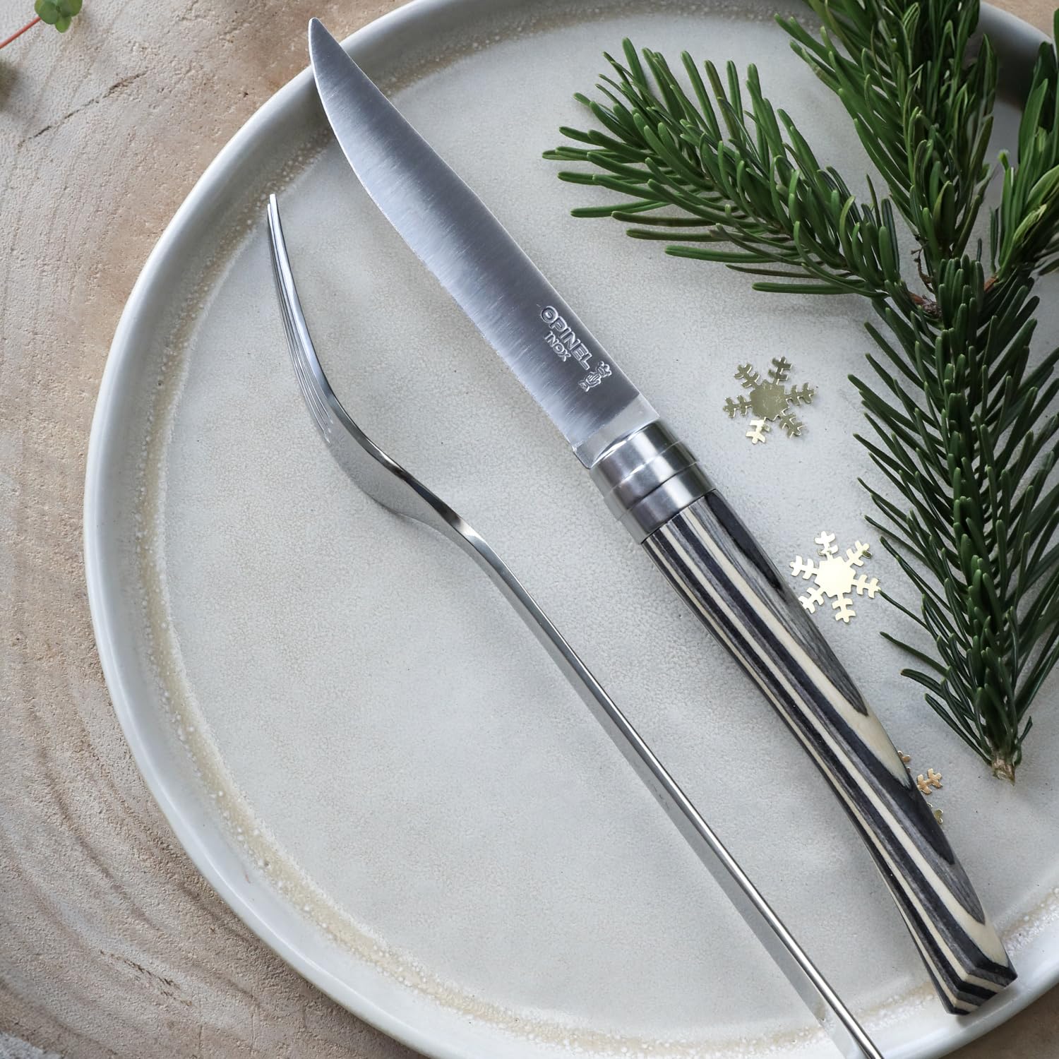 opinel-coffret-table-chic-bouleau-lamell-4-couteaux-de-table-lame-yatagan-inox image 7