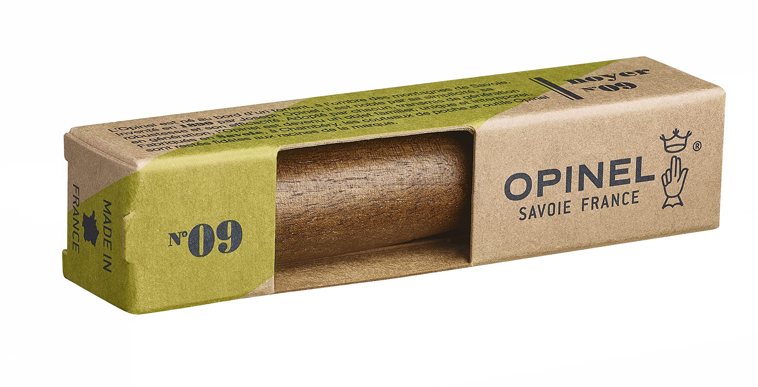 opinel-n-09-couteau-de-poche-lame-9-cm-acier-inox-yatagan-manche-noyer-bague-vir image 3