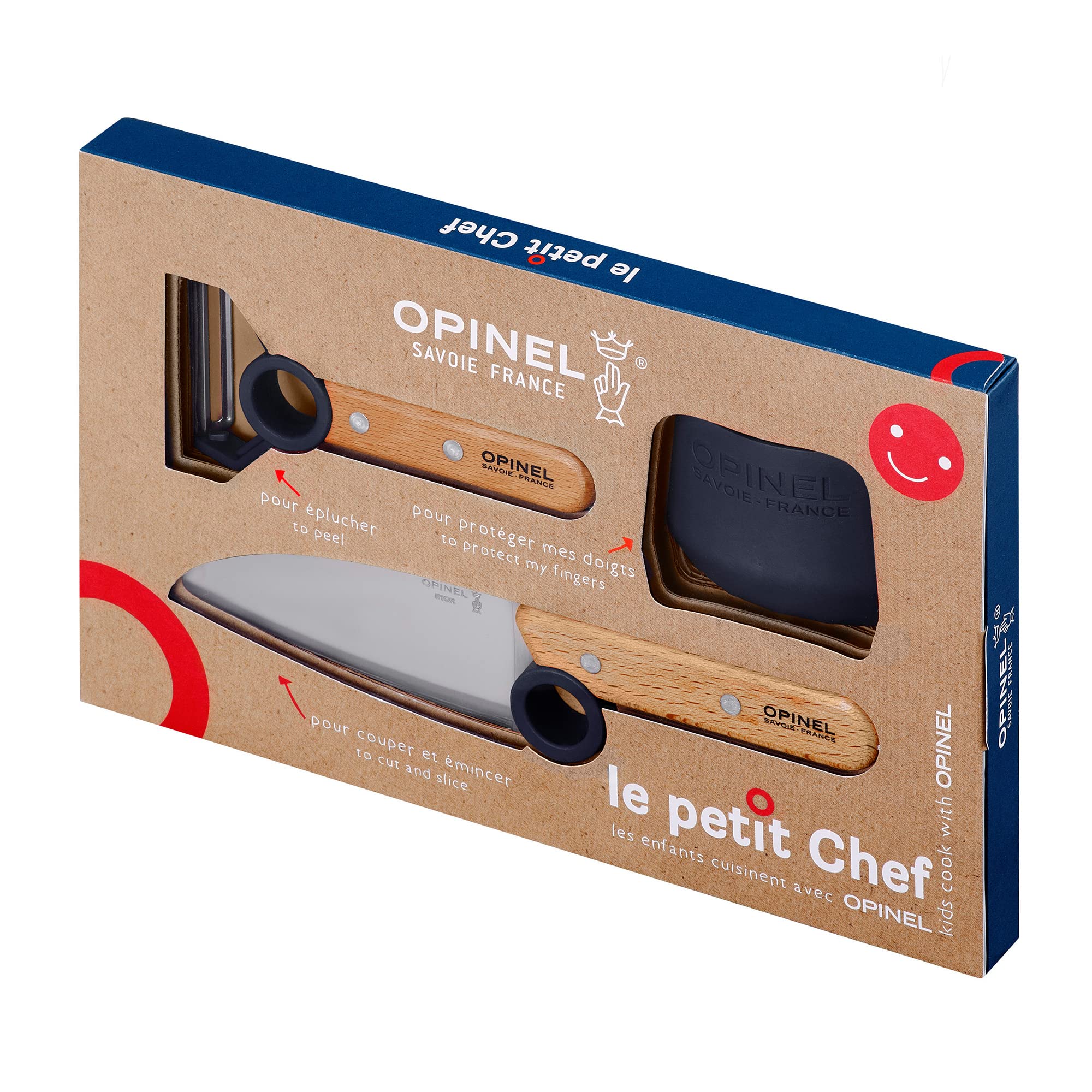 opinel-coffret-le-petit-chef-bleu-couteau-plucheur-et-guide-de-coupe-pour-enfant image 2
