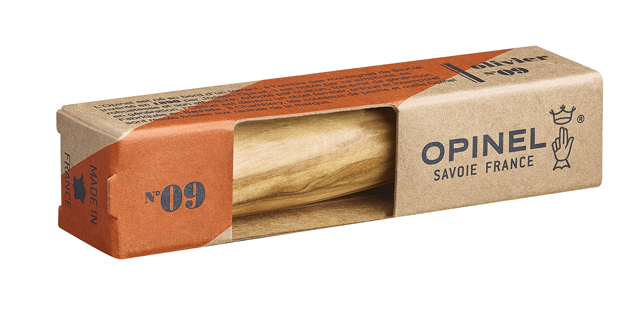 opinel-couteau-de-poche-n-9-lame-inox-yatagan-9-cm-manche-en-bois-d-olivier-bagu image 3